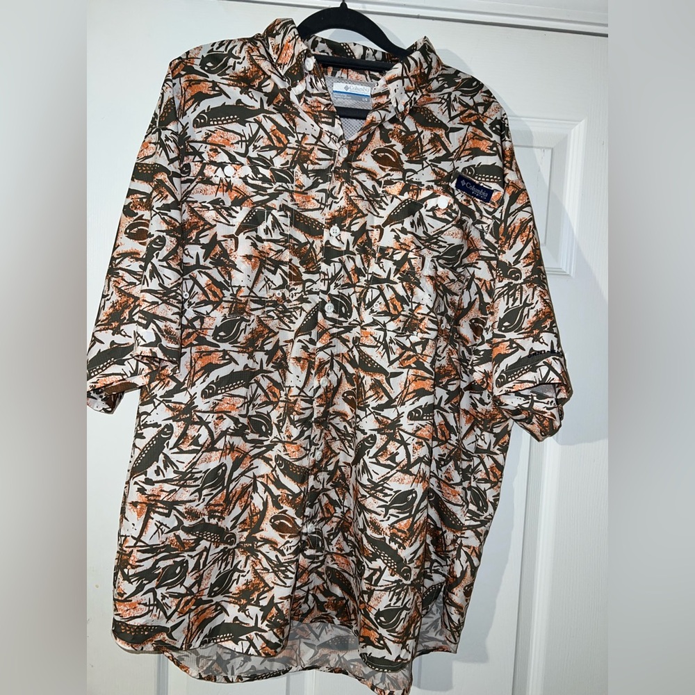 Columbia PFG Super Tamiami Fishing 🎣 Camo Button up size XL